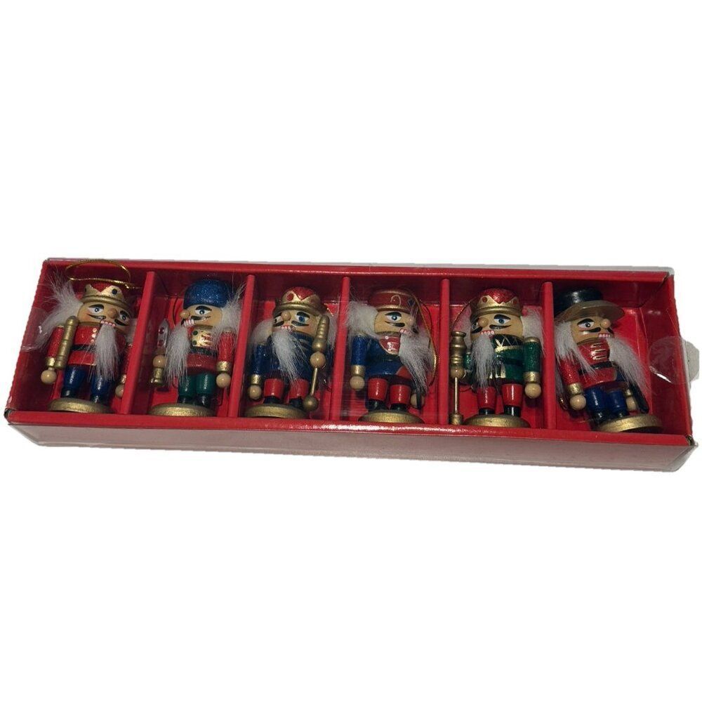 (6 ) Hand Painted Wooden Nutcracker Soldier Christmas Ornaments Macy’s